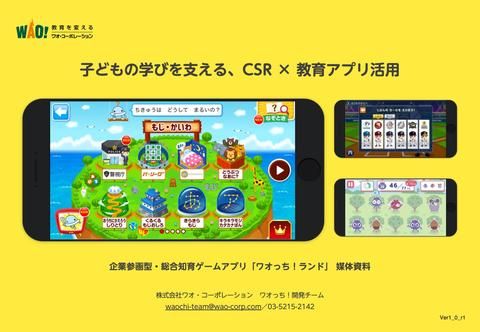 企業参画型総合知育アプリ「ワオっち！ランド」