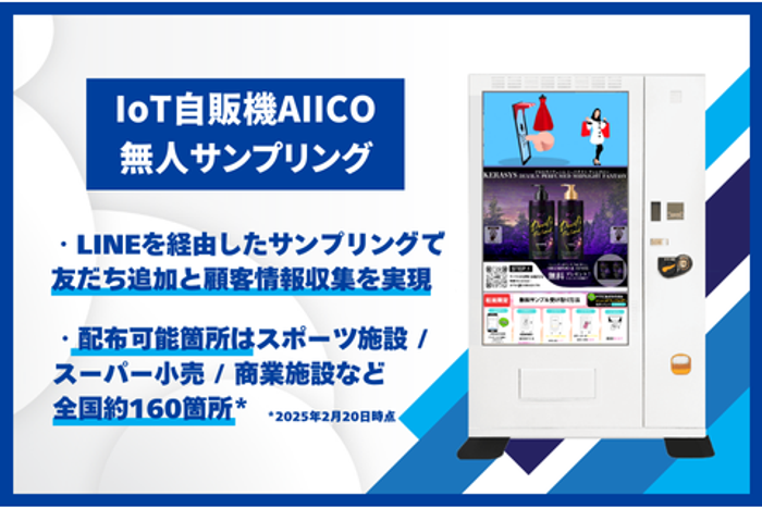 自動販売機での無人サンプリングサービスAIICO サンプリング - 広告